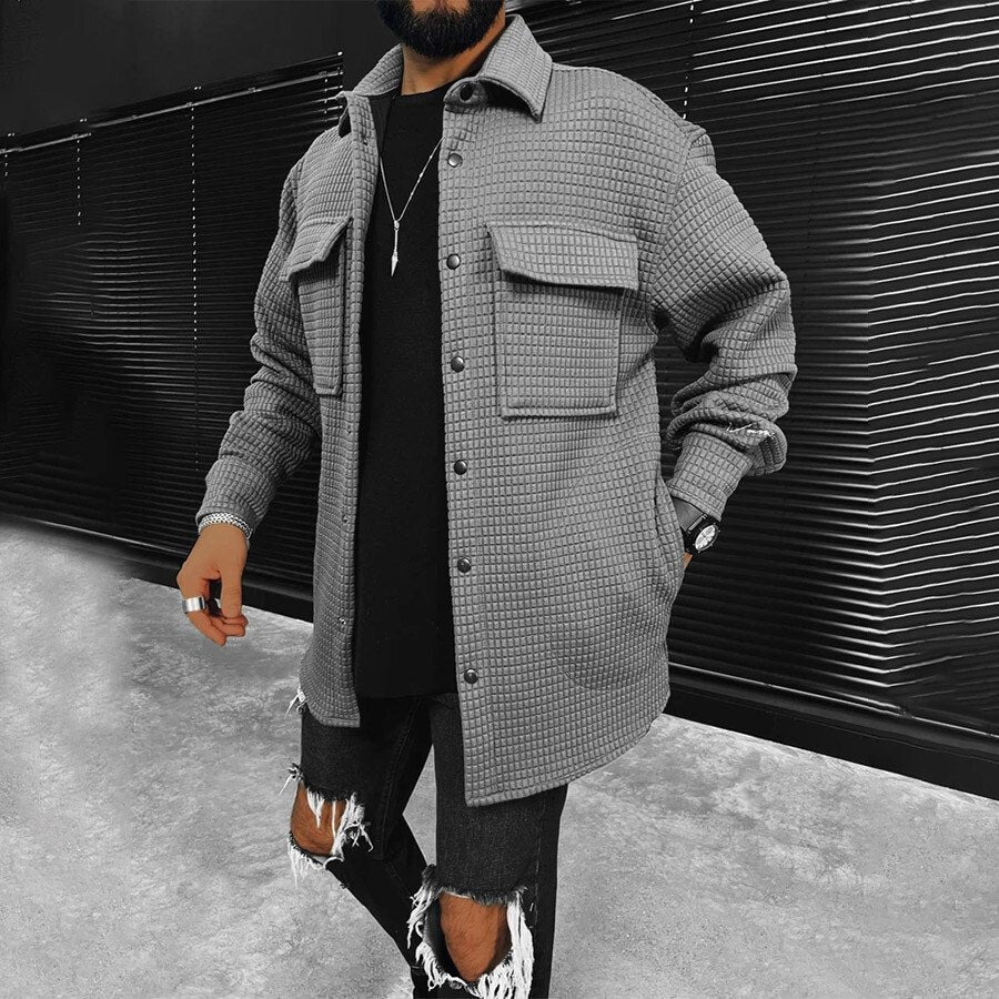 Men's Casual Warm Long Sleeve Coat Dark Grey M