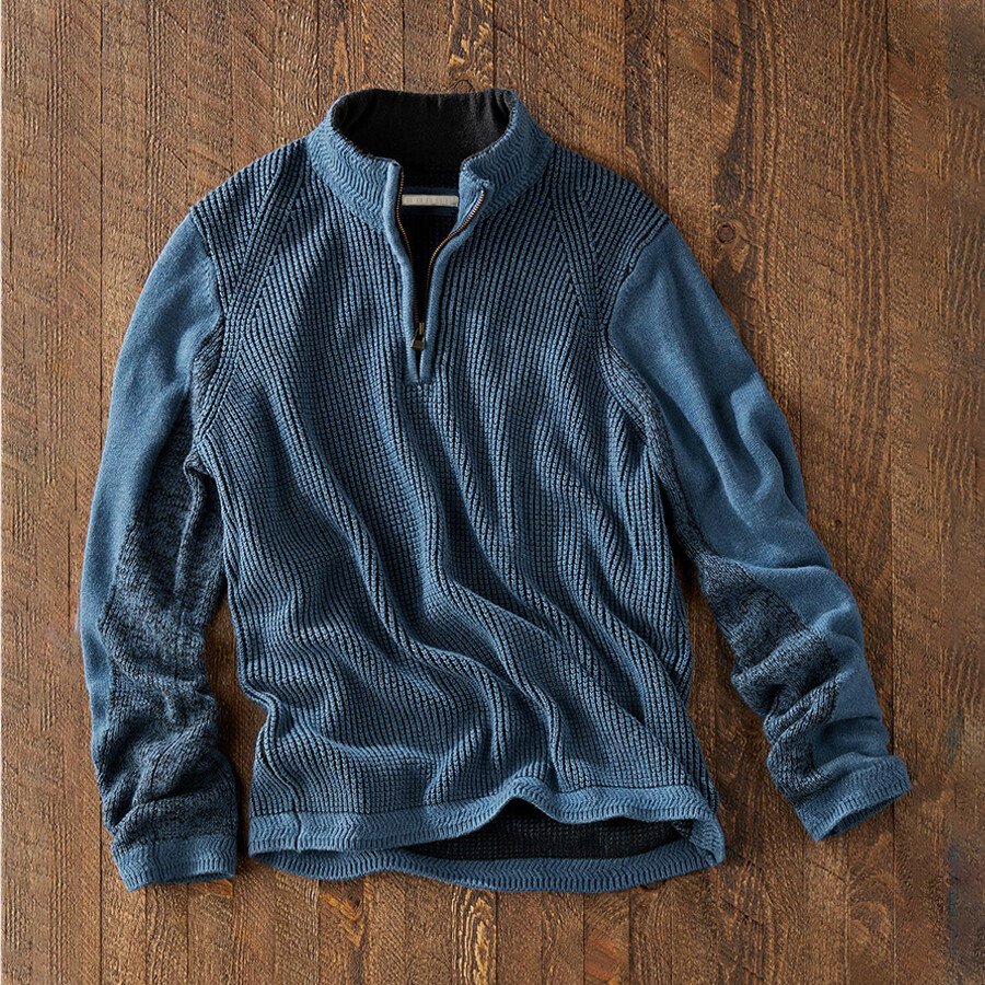 Men's Casual Knitted Bottoming Sweater Blue M