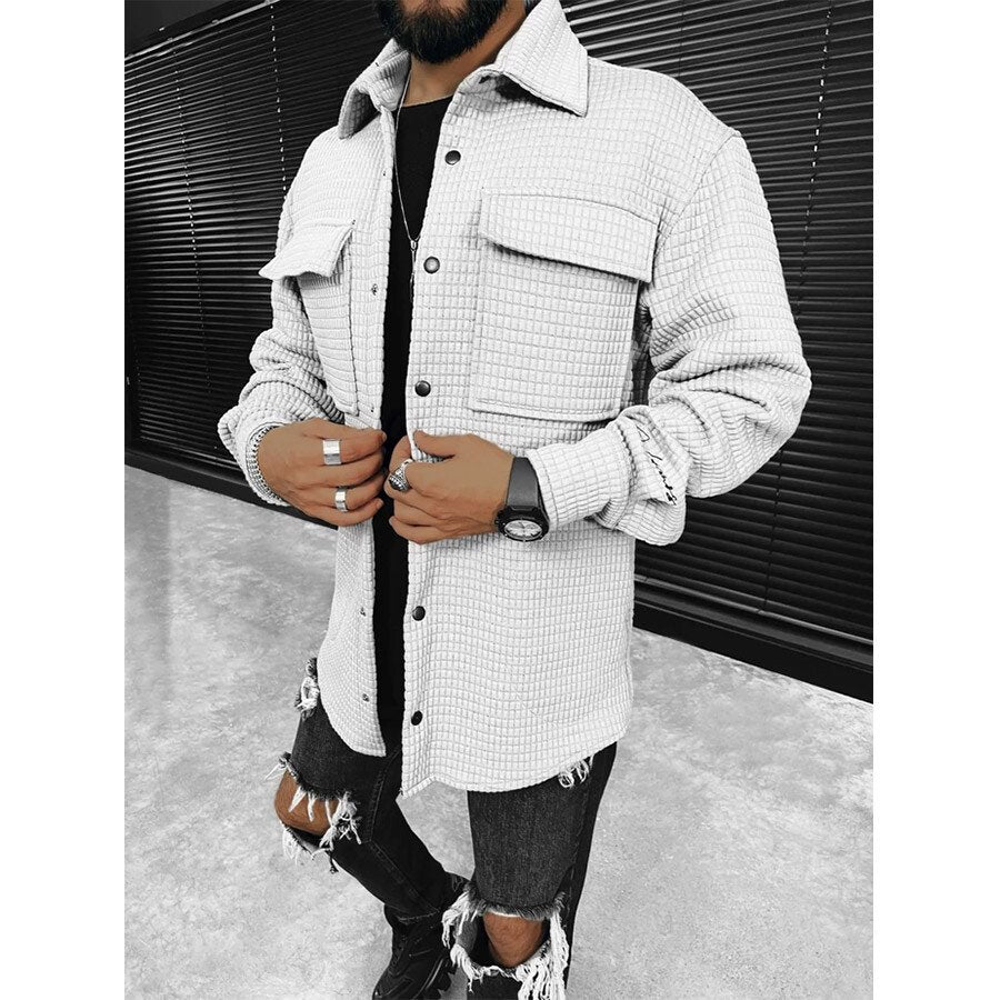 Men's Casual Warm Long Sleeve Coat White XL
