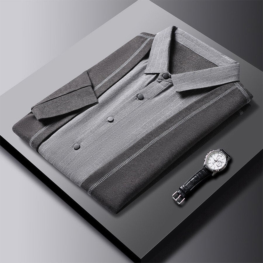 Men's Casual Knitted =Cardigan Fake Two-Piece Top Black 4XL