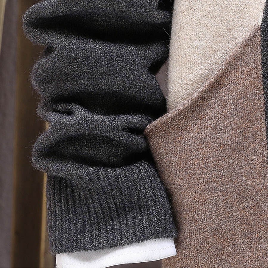 Men's Casual Knitted Cardigan Top Khaki 3XL