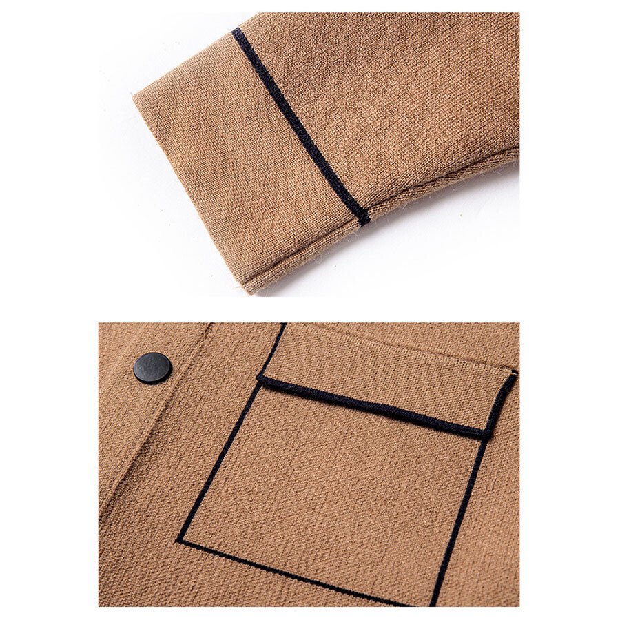 Men's Casual Knitted Cardigan Top Black 3XL