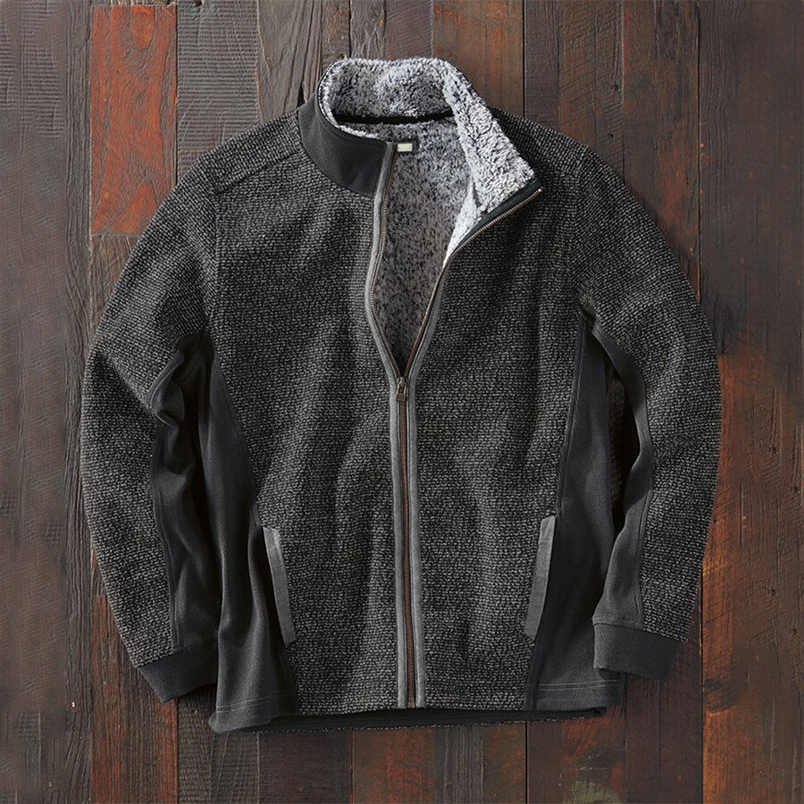 Men's Casual Knitted Warm Coat Black M