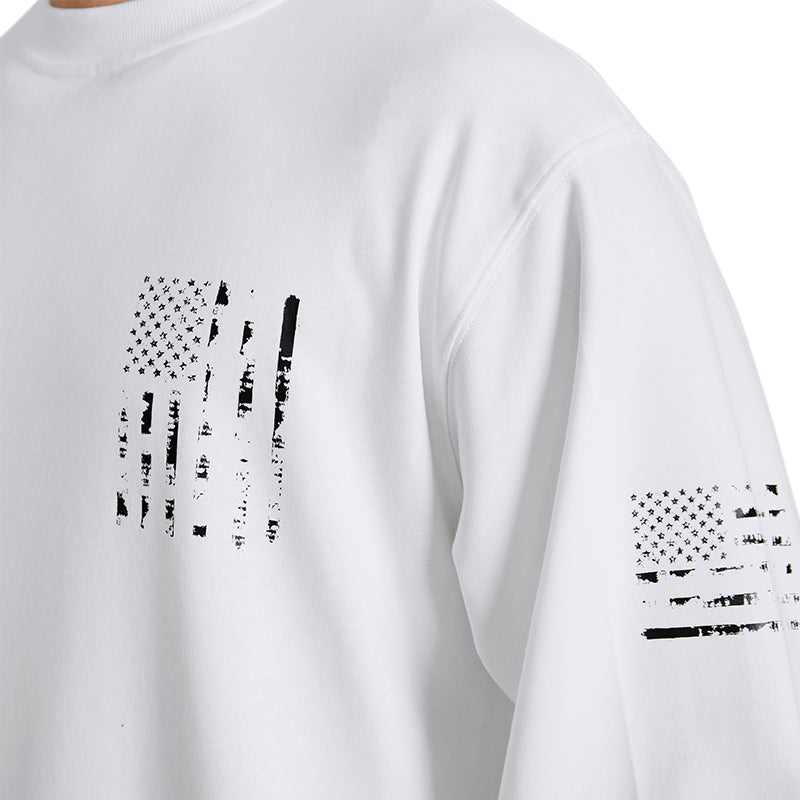 Men's 100% Cotton Patriotic American Flag with Cross Graphic Sweatshirts