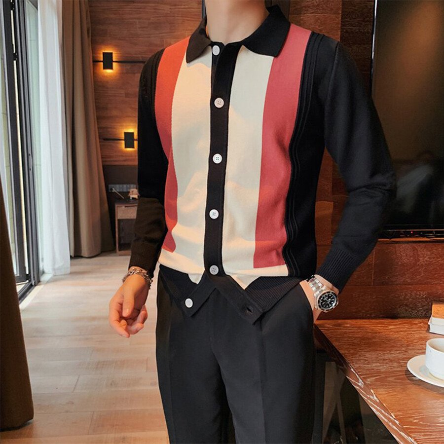 Men's Casual Knitted Cardigan Top As shown L