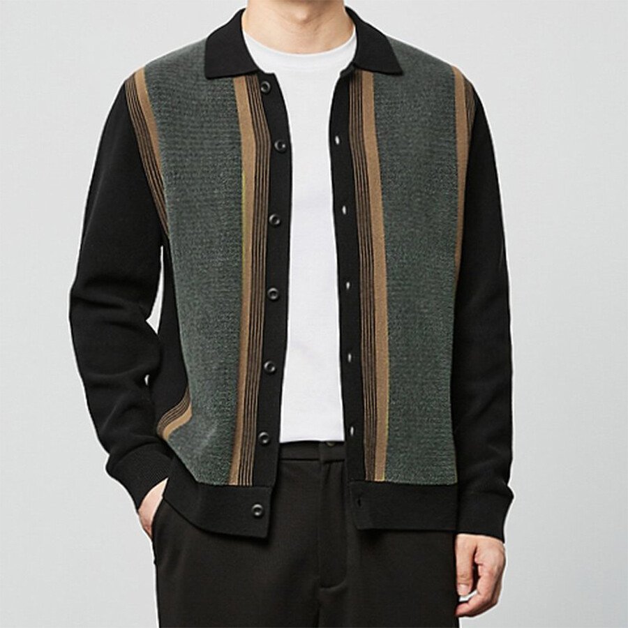 Men's Casual Knitted Cardigan Top As shown 2XL