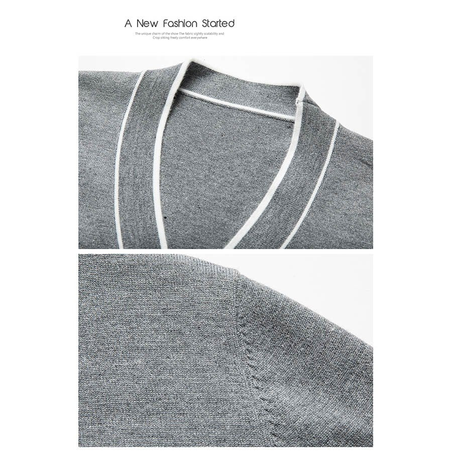 Men's Casual Knitted Cardigan Top Grey XL