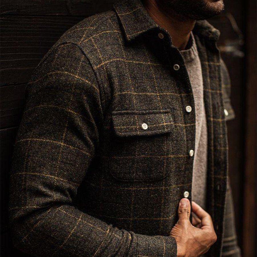Men's Casual Plaid Print Jacket As shown L
