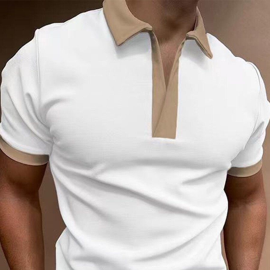 Men's Casual Short Sleeve T-Shirt POLO Shirt White L