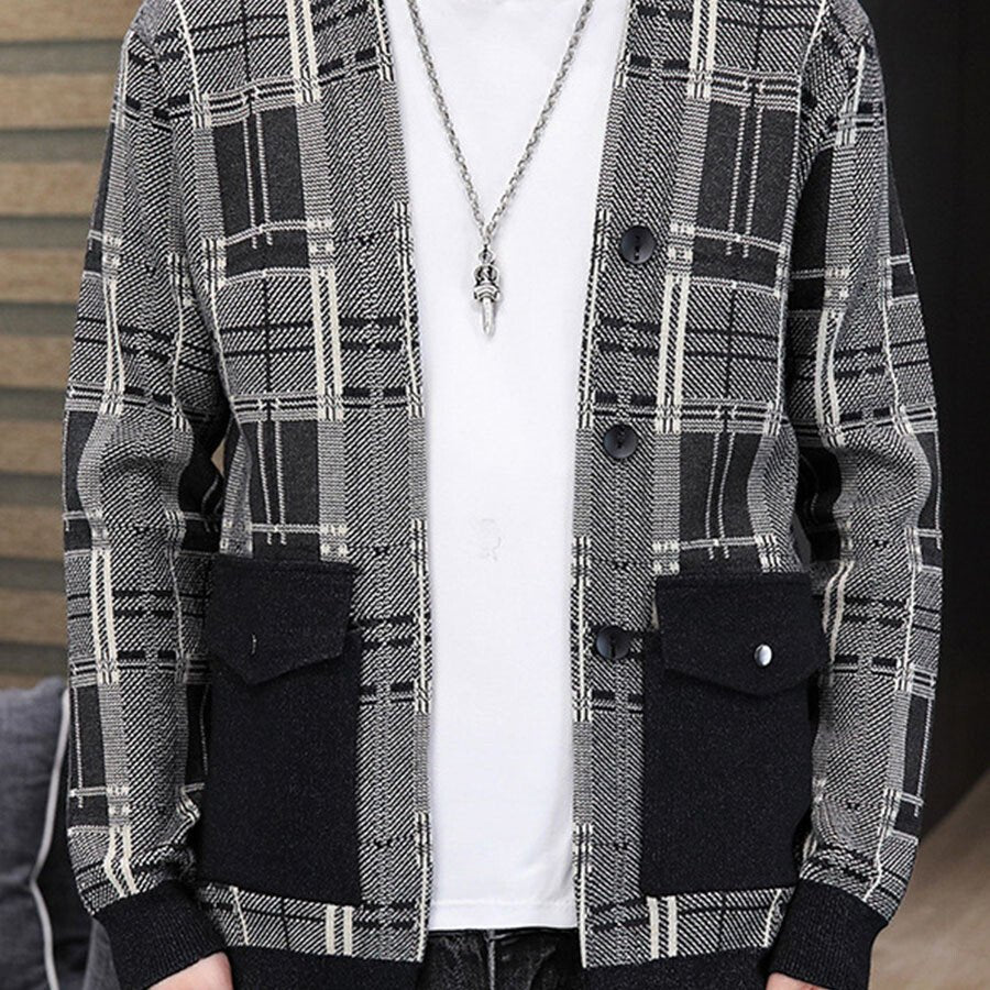 Men's Casual Knitted Cardigan Top Khaki XL