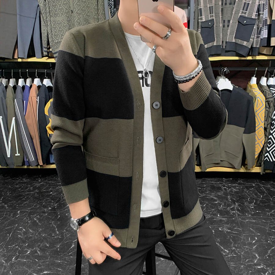 Men's Casual Knitted Cardigan Top Camel XL