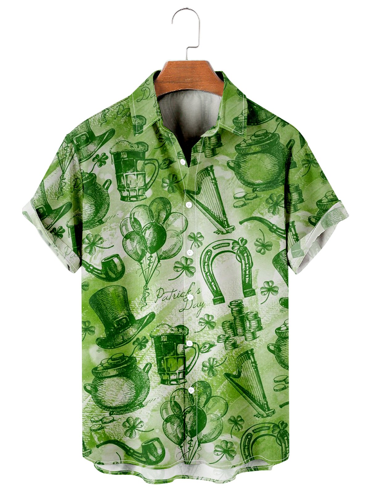 St. Patrick's Day casual loose men's plus size short-sleeved