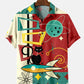 Men's Cosmic Cat Print Casual Shirt