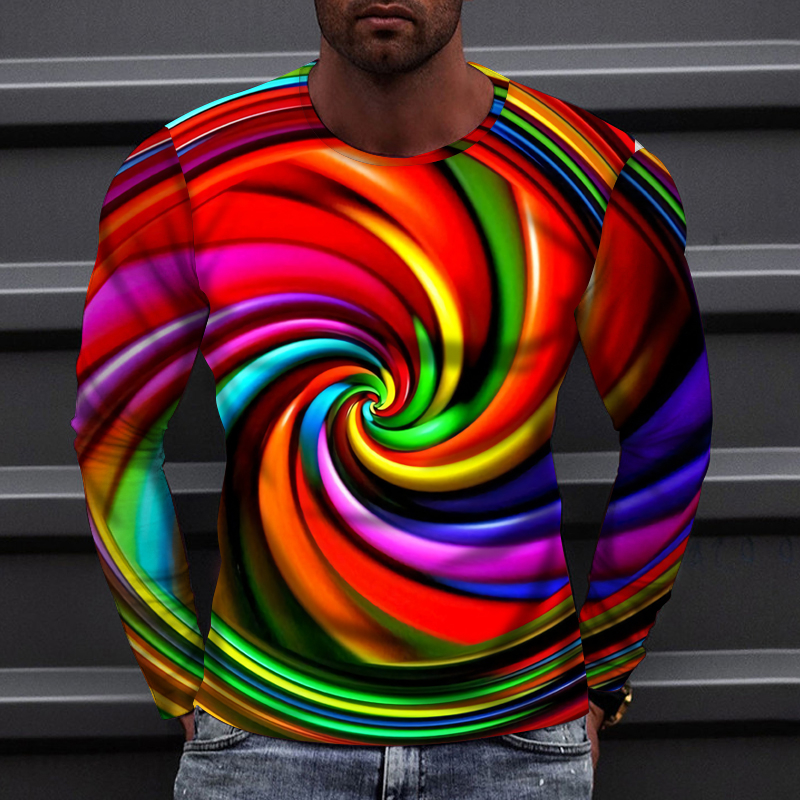 Men's 3D Abstract Print T-Shirt Rainbow S