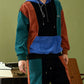 Mens Corduroy Color Block Stitching Half Zip Hoodie Two Pieces Outfits