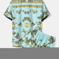 Mens Luxury Baroque Print Short Sleeve Drawstring Two Piece Outfits