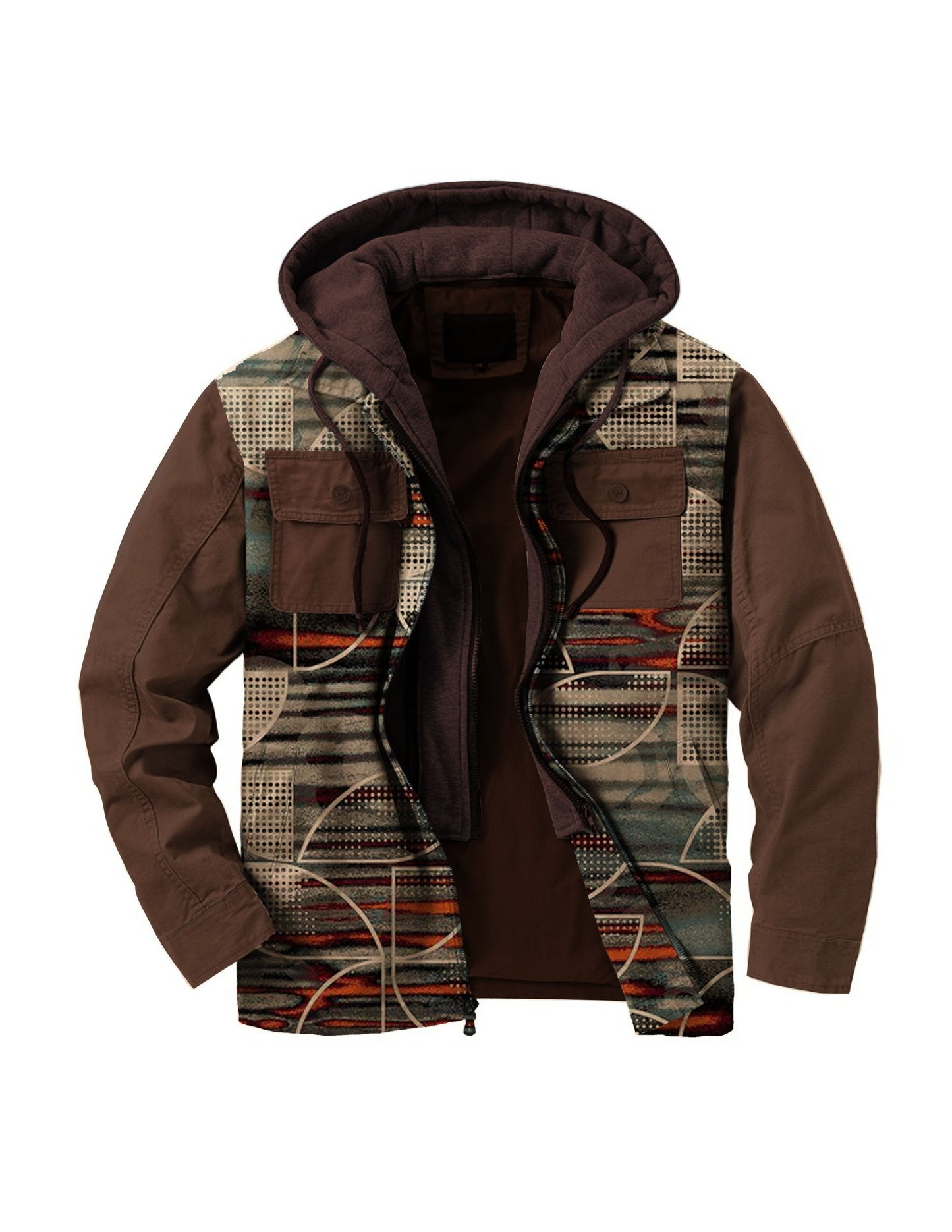 Men's casual color contrast stitching long-sleeved jacket