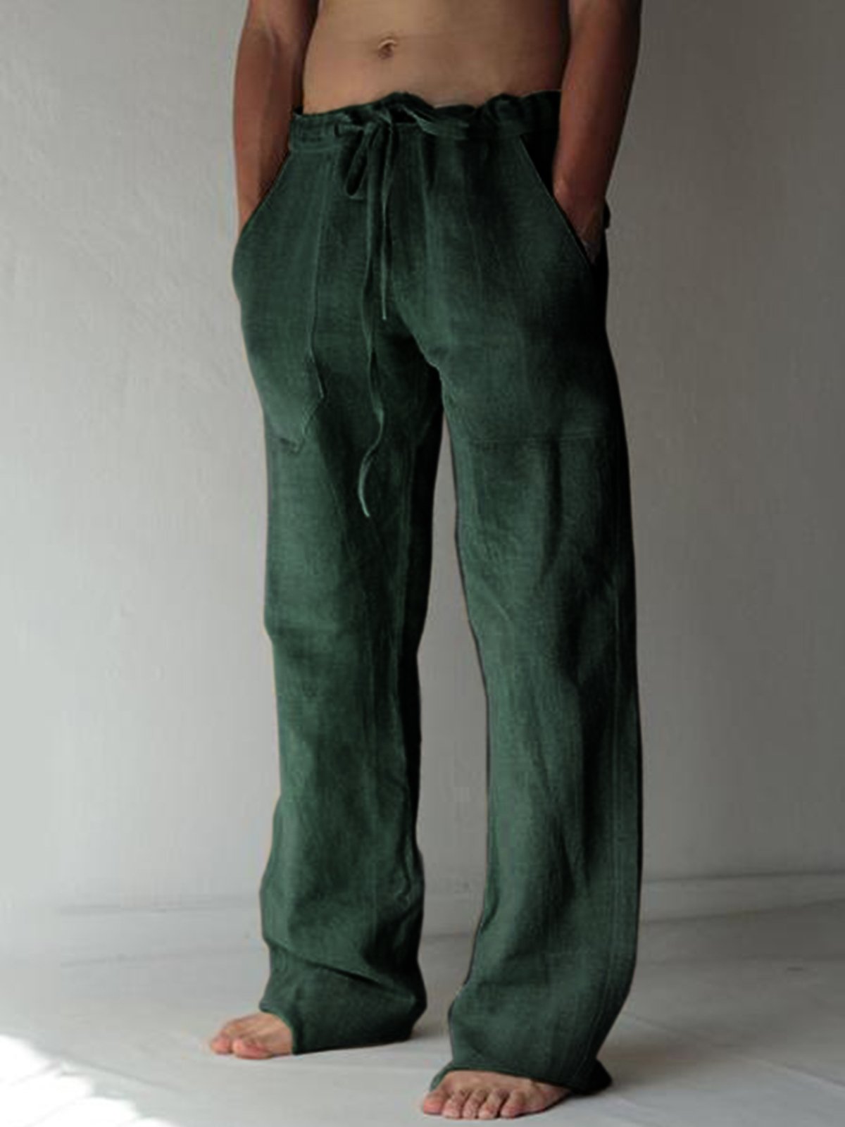 Men's linen pocket casual trousers