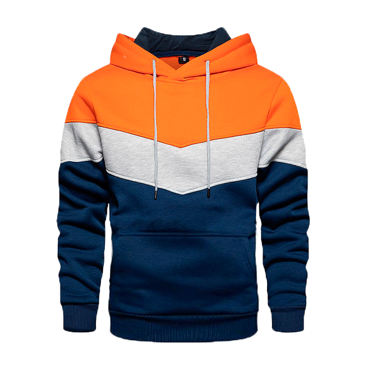 Men's loose color matching casual sports hooded sweatshirt