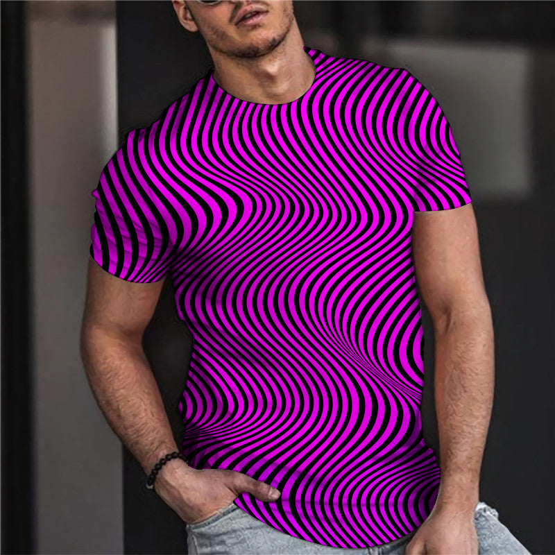 Men's 3D Abstract Print T-Shirt Purple S