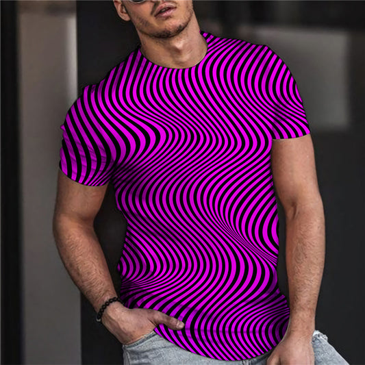 Men's 3D Abstract Print T-Shirt Purple S