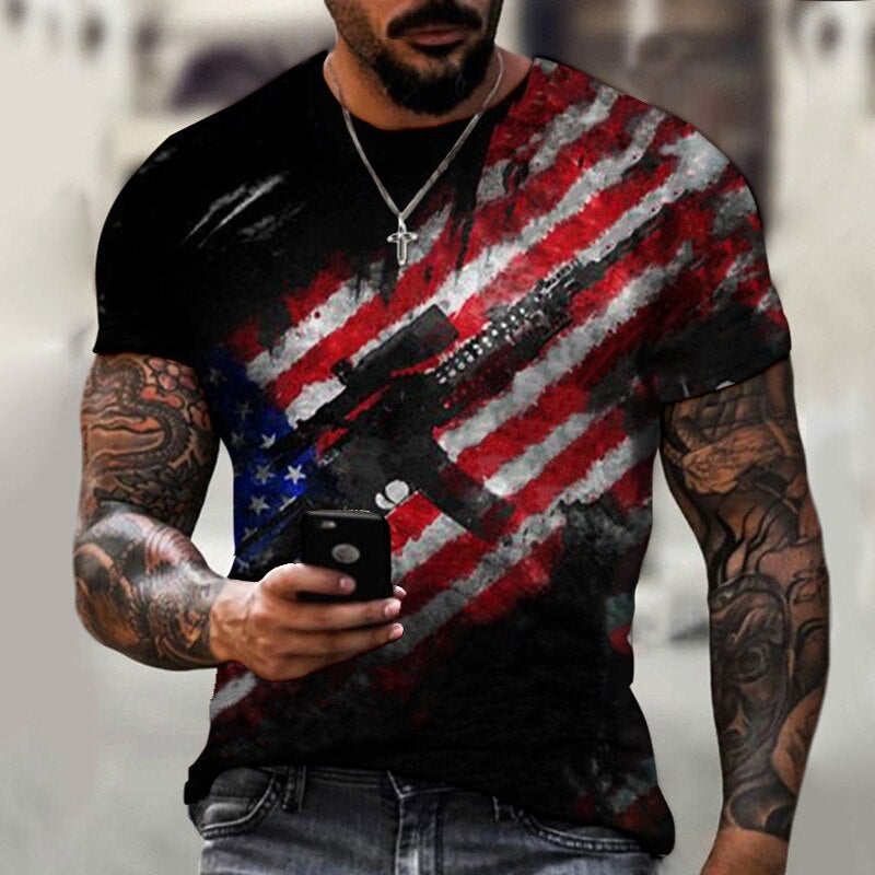 Men's Fashion Loose Round Neck Printed T-shirt