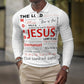 Mens jesus letter print long sleeve casual polo shirt