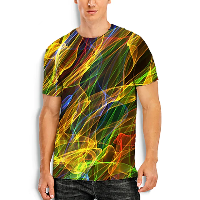 Men's 3D Abstract Print T-Shirt Purple S