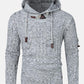 Mens Cable Knitted Toggle Front Warm Hooded Sweaters