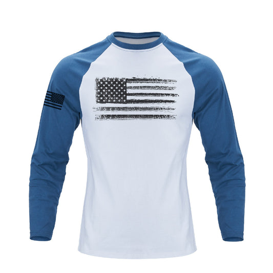 Men's Patriotic American Flag Raglan Sleeve Long Sleeve T-shirts