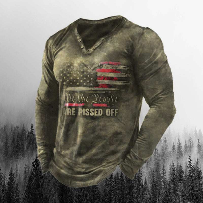 Men's Retro We The People Are Pissed Off  America Long Sleeve