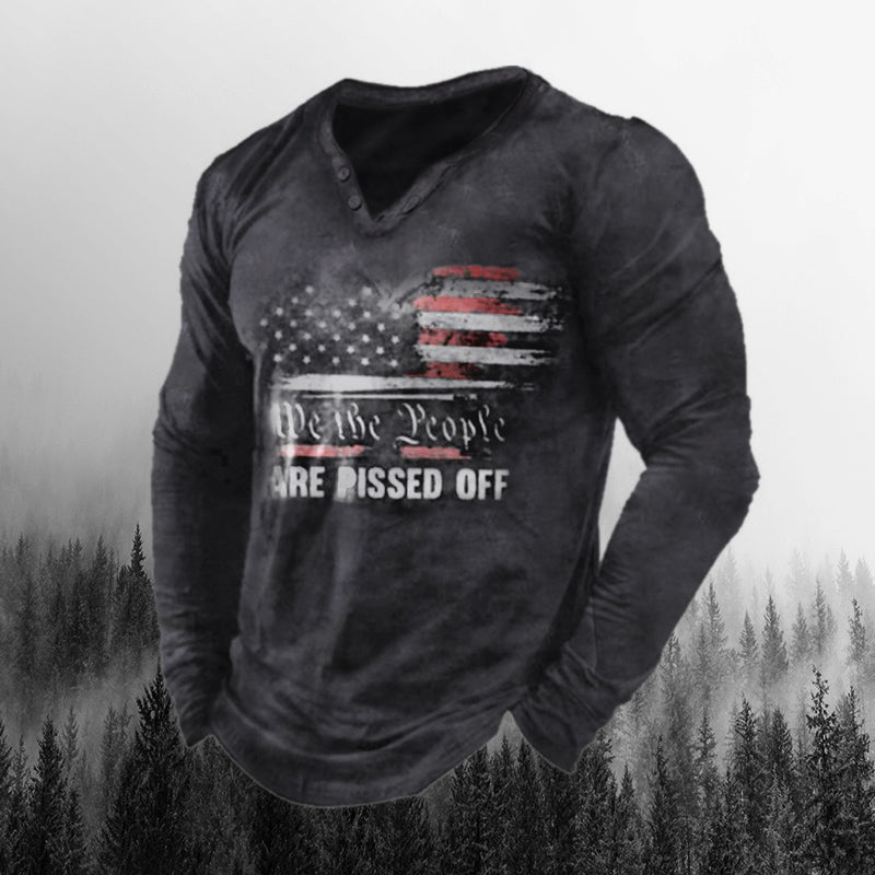 Men's Retro We The People Are Pissed Off  America Long Sleeve