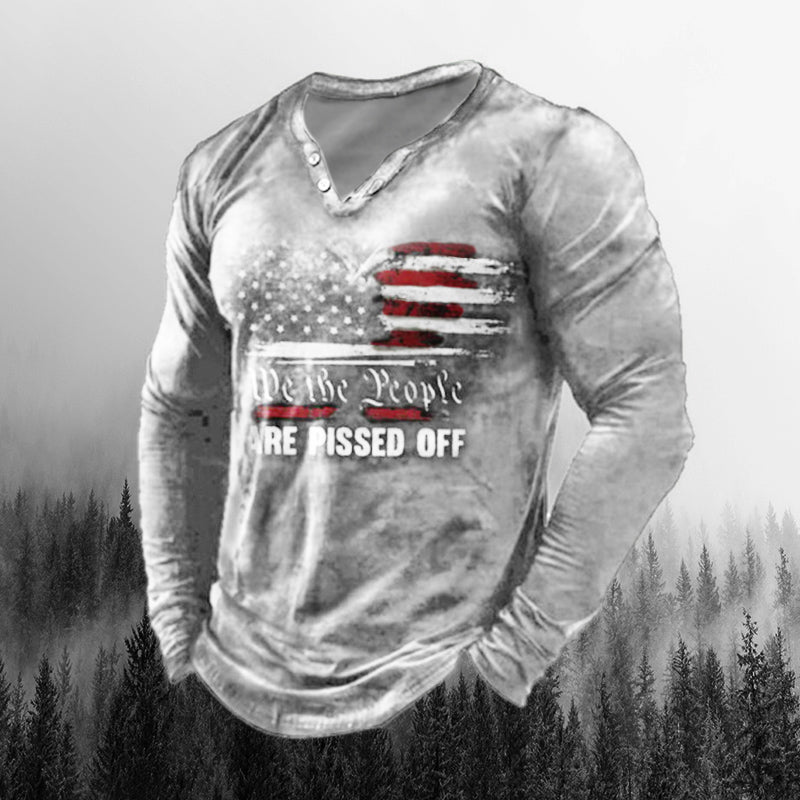 Men's Retro We The People Are Pissed Off  America Long Sleeve