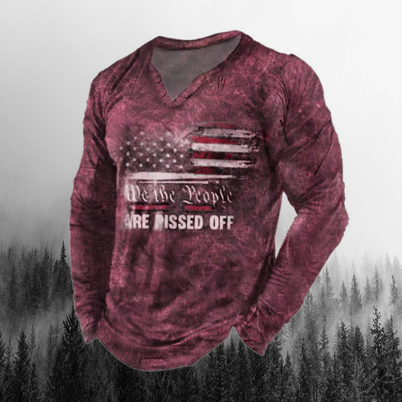 Men's Retro We The People Are Pissed Off  America Long Sleeve