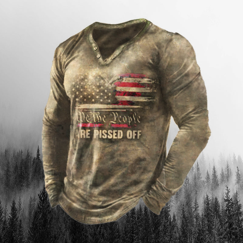 Men's Retro We The People Are Pissed Off  America Long Sleeve