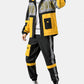 Mens Colorblock Patchwork Letter Print Street Hooded Jacket Two Pieces Outfits