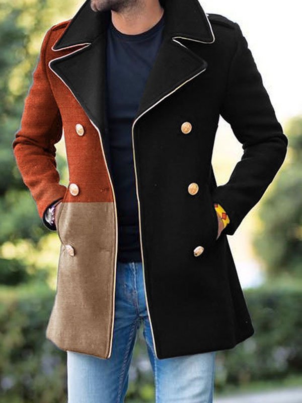 Men's Casual Three-Color Stitching Coat