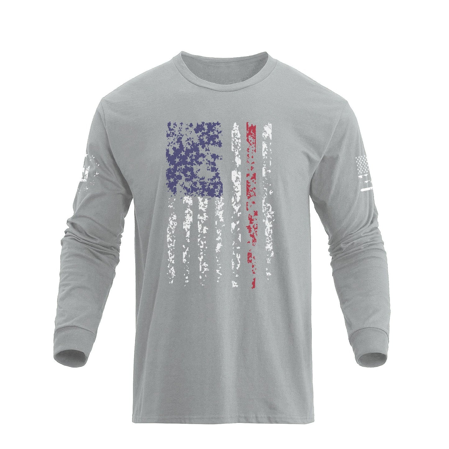 Men's American Flag Shield Graphic Long Sleeve  T-Shirt