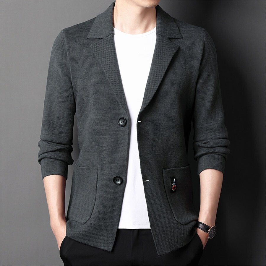 Men&#039;s Casual Knitted Cardigan Top Black L