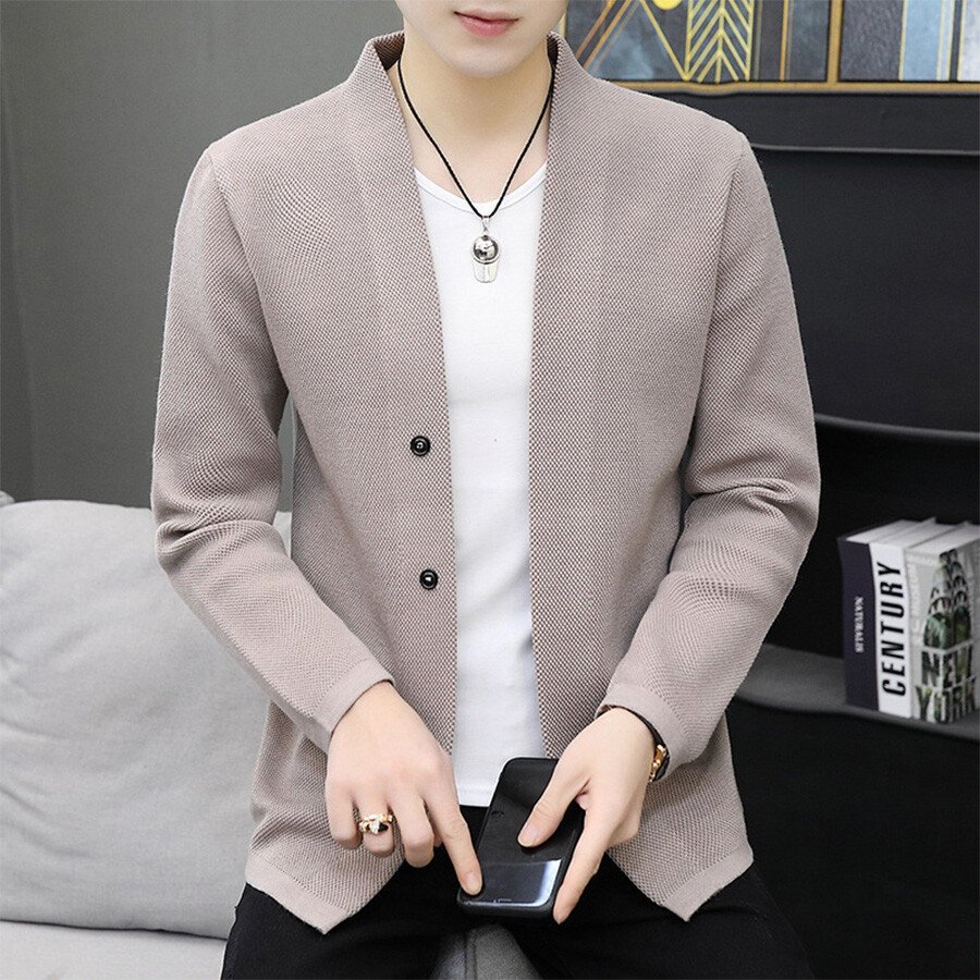 Men&#039;s Casual Knitted Cardigan Top Black L