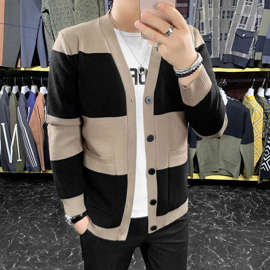 Men&#039;s Casual Knitted Cardigan Top Camel M