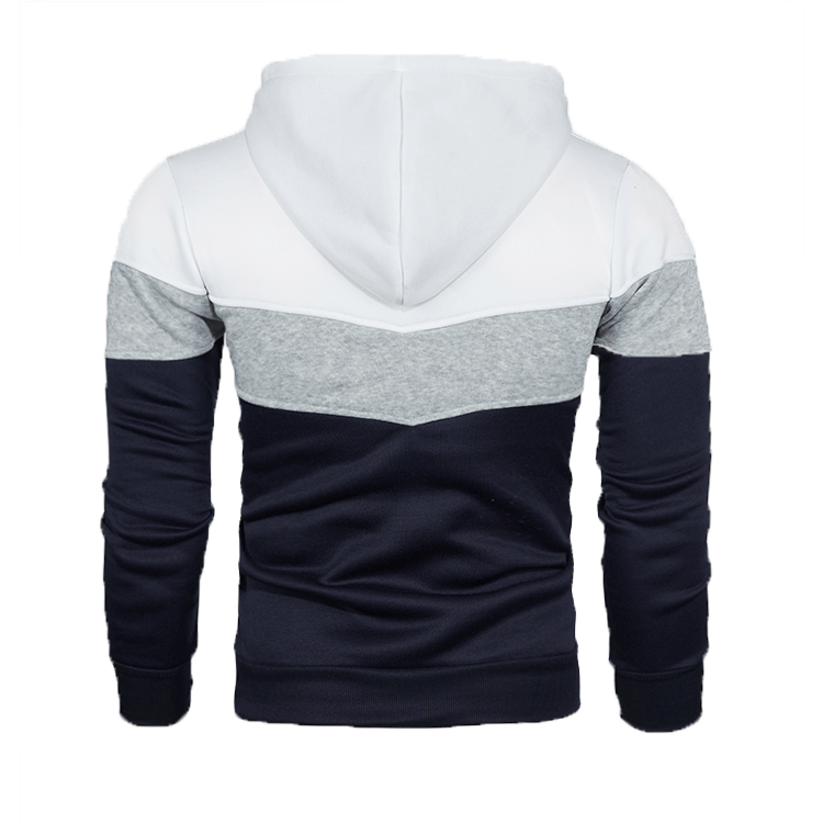 Men's loose color matching casual sports hooded sweatshirt