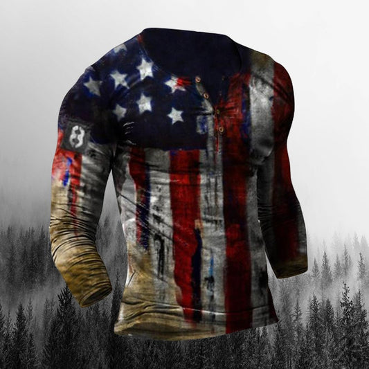 Men's Outdoor Independence Day Printed Tactical Long Sleeve