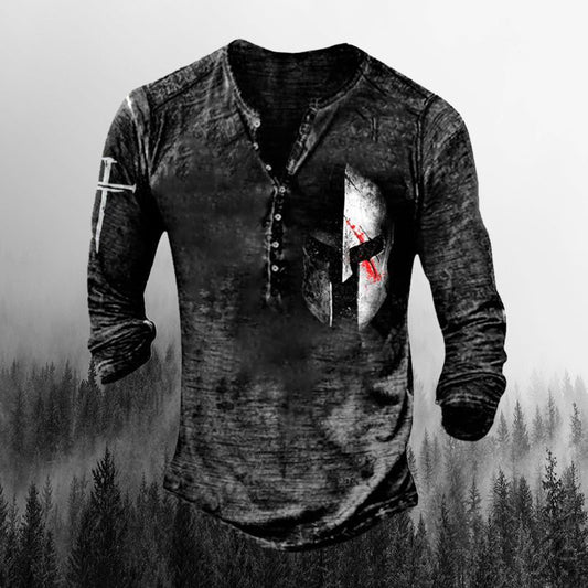 Men'S Outdoor Warrior Print Long Sleeve