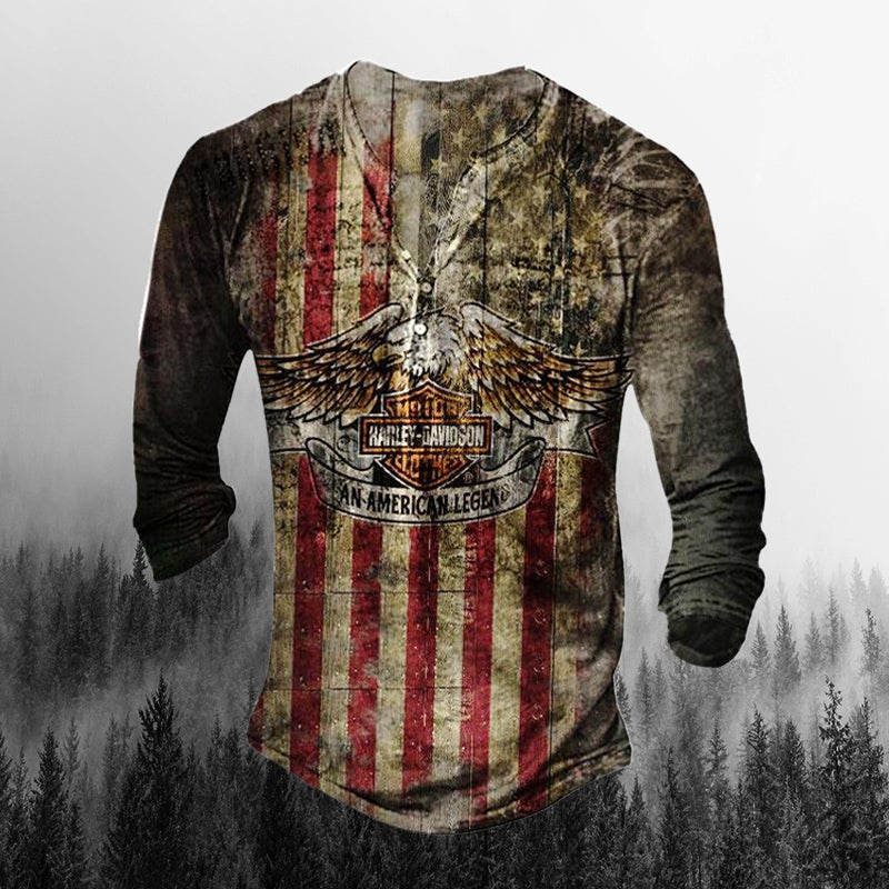 Men's Outdoor Freedom Eagle Print Long Sleeve