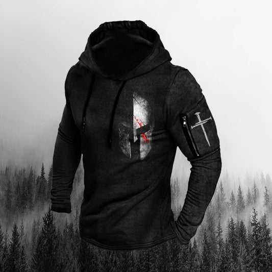 Men'S Outdoor Spartan Faith Print Sleeve Hoodie