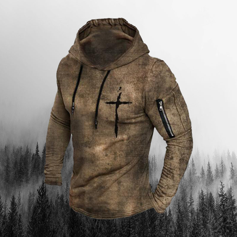 Men'S Outdoor Faith Print Sleeve Pocket Hoodie