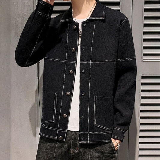 Men&#039;s Casual Knitted Cardigan Top Black M