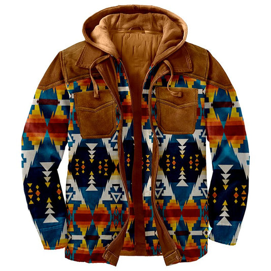 RETRRETRO TRIBAL PRINT PADDED MEN'S JACKET