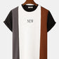 Mens Letter Print Knitted Patchwork Crew Neck Short Sleeve Two Pieces Outfits SKUI05043